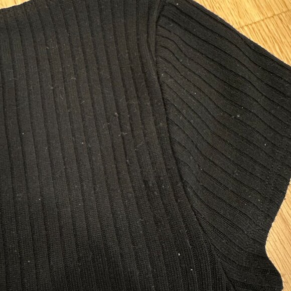 Reformation Women's Elevated Basic Ribbed Square Neck Bardot Top Black Size S - Picture 7 of 7